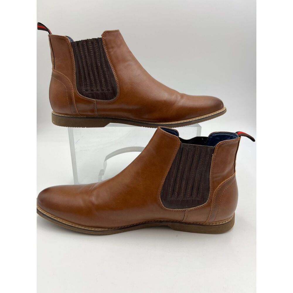 Steve Madden "Mistro" Chelsea Boots Cognac Faux Leather Sz 14 Fall Western Rodeo